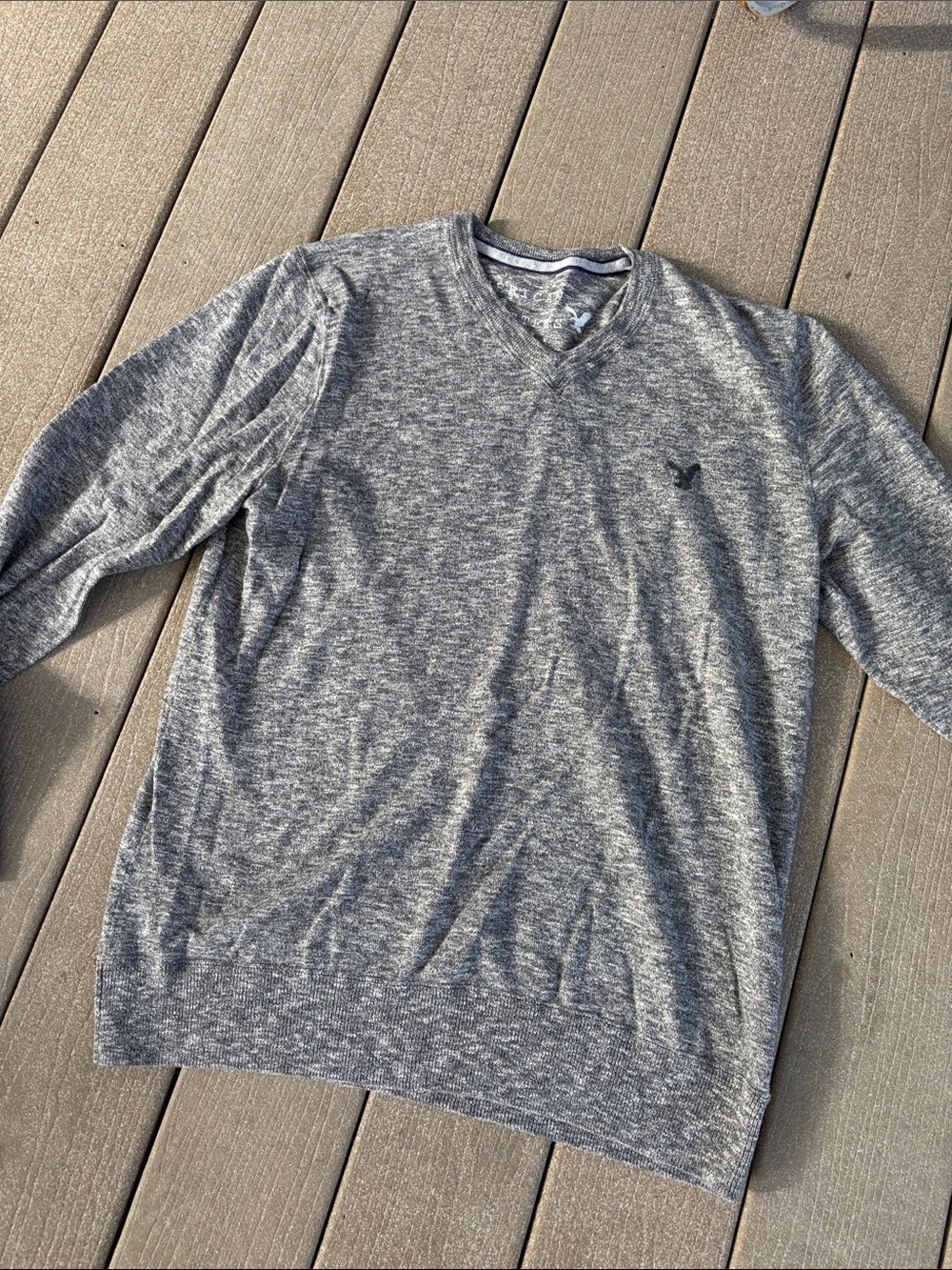 American Eagle Outfitters Men's Heather Grey V-Neck Sweater